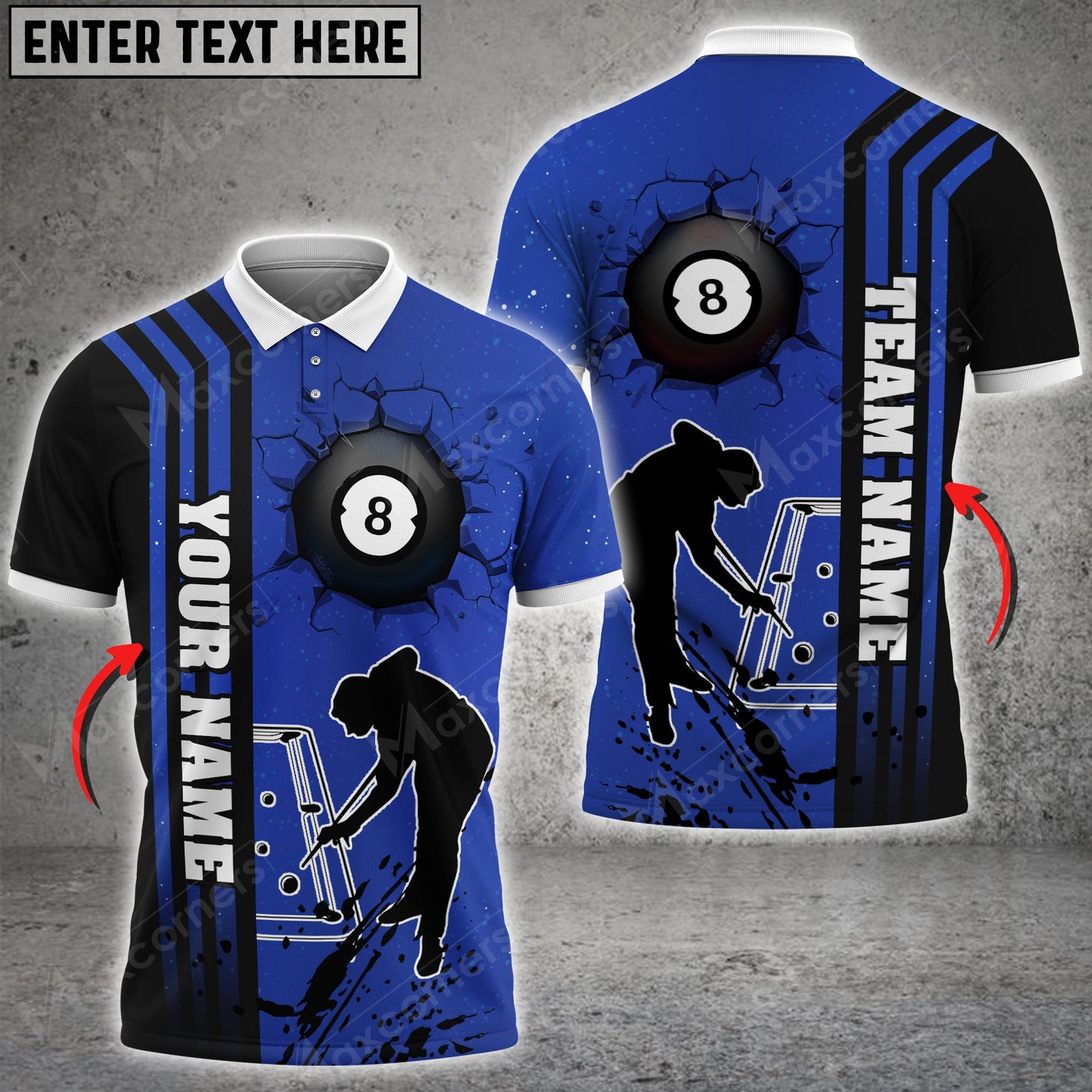 Lasfour Personalized Billiards Ball 8 Color Style, Team Name Your Name Polo Shirt BIA0437