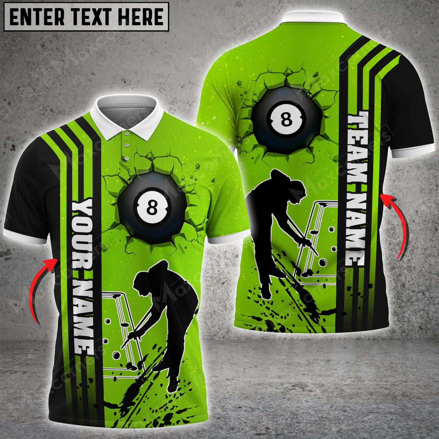 Lasfour Personalized Billiards Ball 8 Color Style, Team Name Your Name Polo Shirt BIA0437