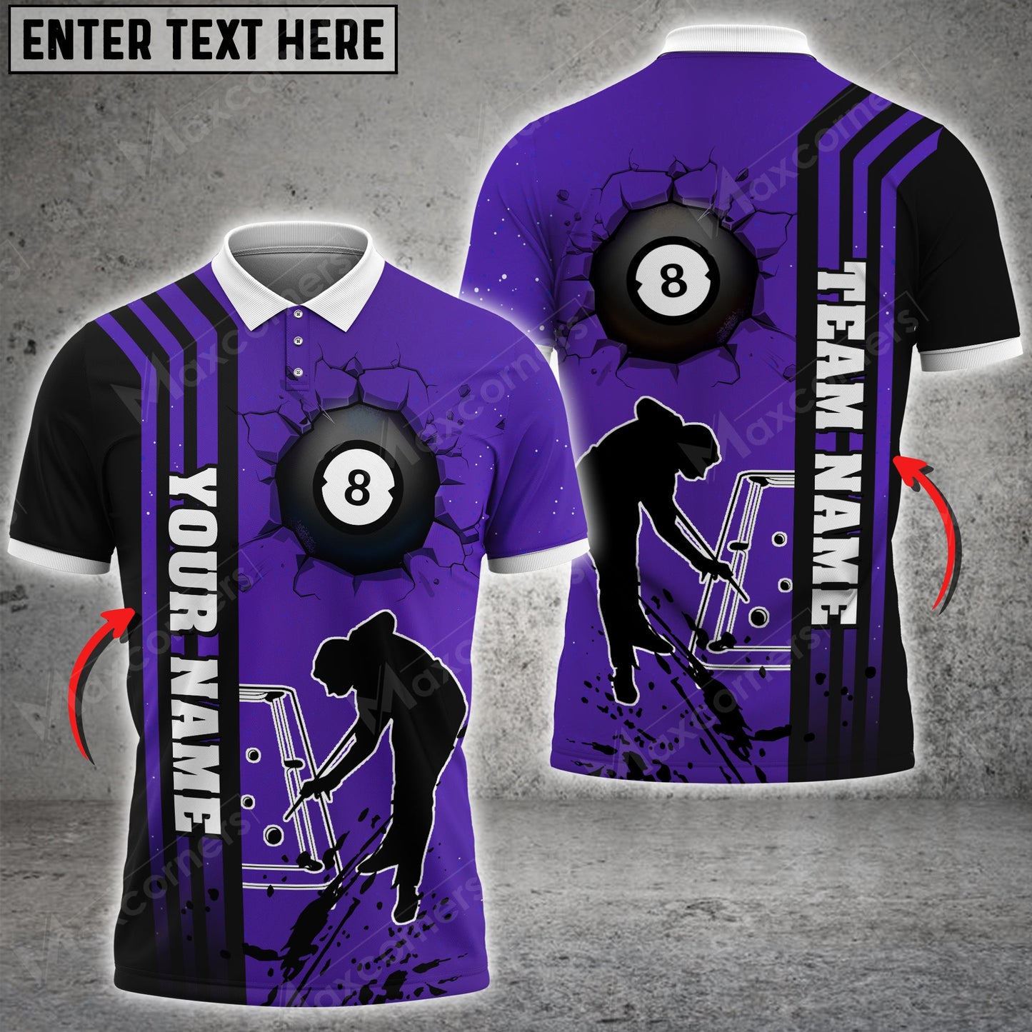 Lasfour Personalized Billiards Ball 8 Color Style, Team Name Your Name Polo Shirt BIA0437