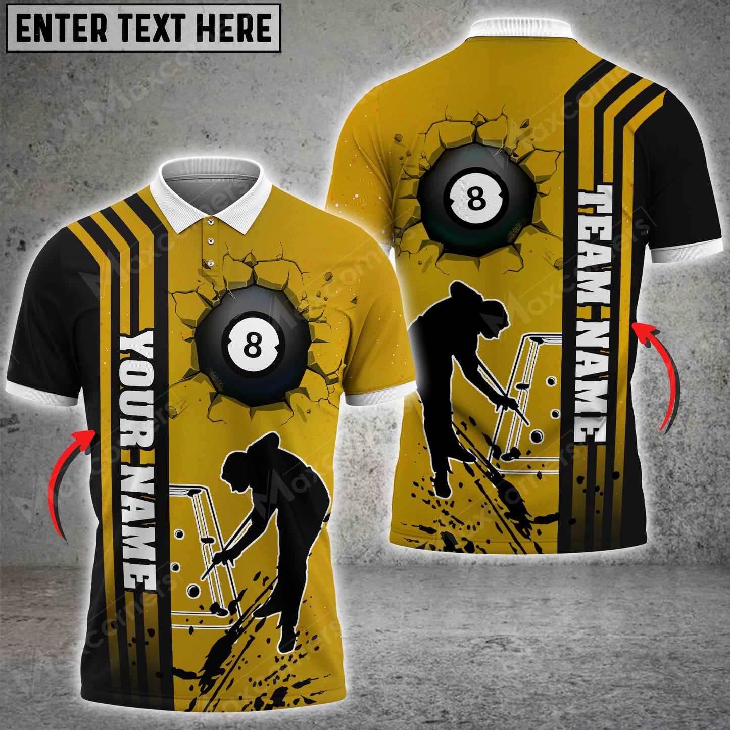 Lasfour Personalized Billiards Ball 8 Color Style, Team Name Your Name Polo Shirt BIA0437