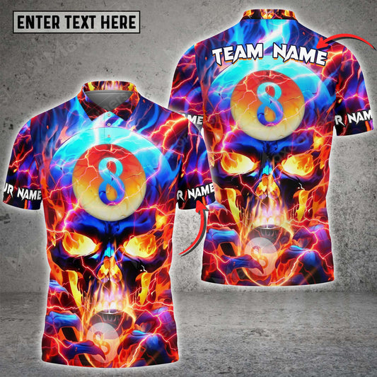 Lasfour Personalized Billiard Ball Fire Skull Player Polo Shirt BIA0443