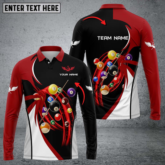 Lasfour Personalized Billiard Player Long sleeve Polo Shirt BIA0663