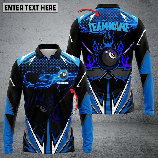 Lasfour Personalized Billiard Ball Flag Team Name Player Long sleeve zipper Polo Shirt BIA0672