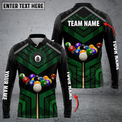 Lasfour Personalized Billiard Ball Player Blue Long sleeve Polo Shirt BIA0660