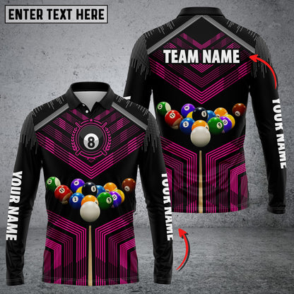 Lasfour Personalized Billiard Ball Player Blue Long sleeve Polo Shirt BIA0660