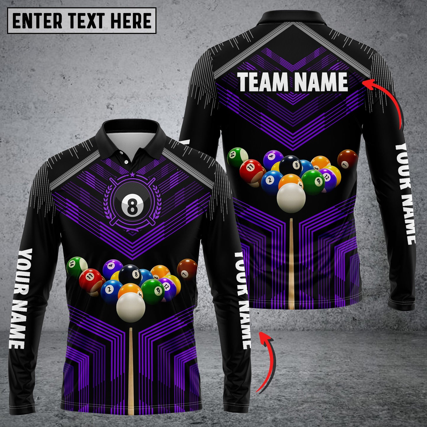 Lasfour Personalized Billiard Ball Player Blue Long sleeve Polo Shirt BIA0660