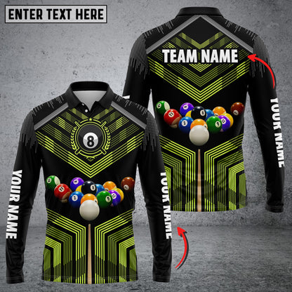 Lasfour Personalized Billiard Ball Player Blue Long sleeve Polo Shirt BIA0660