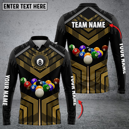 Lasfour Personalized Billiard Ball Player Blue Long sleeve Polo Shirt BIA0660