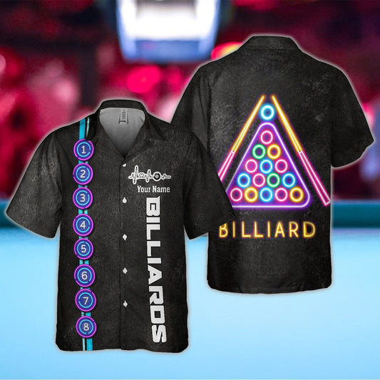 Lasfour Personalized Name Billiard Balls Neon Hawaiian Shirt BIA0648