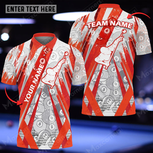 Lasfour Personalized Billiard Ball red Player Polo Shirt BIA0561