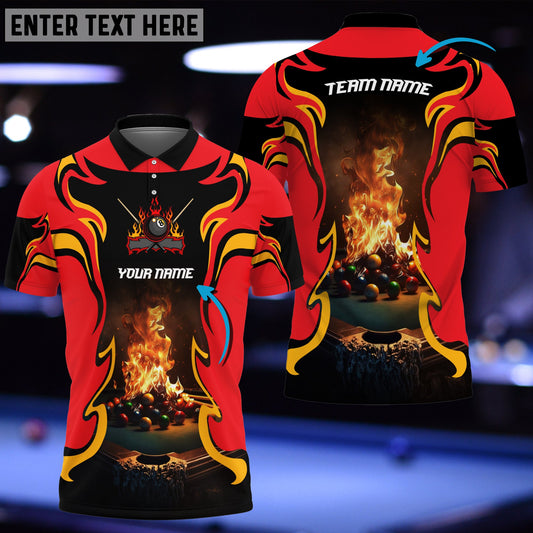 Lasfour Billiard Fire Personalized Name 3D Polo Shirt Gift For Billiard Players BIA0853