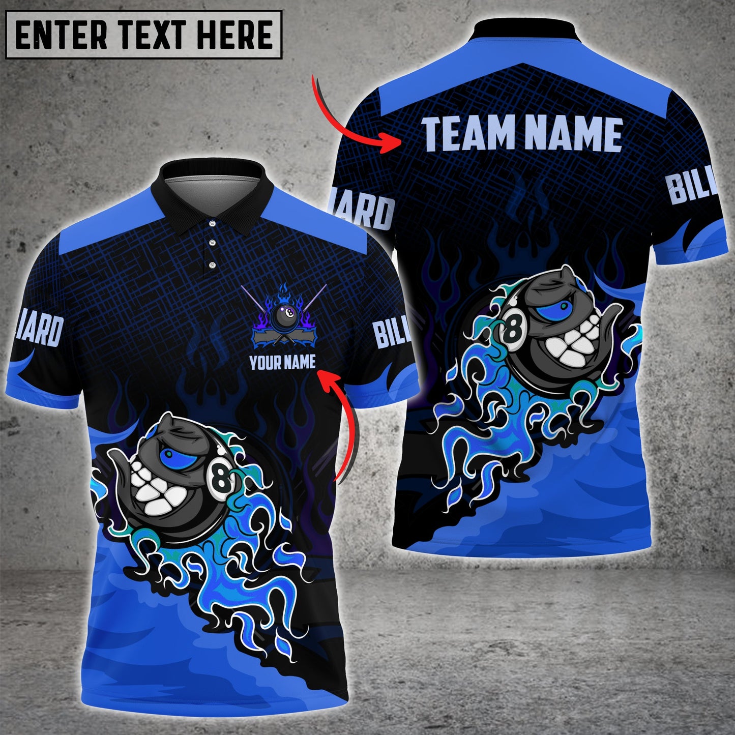 Lasfour Personalized Billiard Ball 8 Fire Player Polo Shirt BIA0042