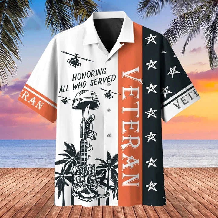 Premium U.S Multiple Service Veteran Hawaii Shirt, Veteran hawaiian shirt, Summer gift for veteran, hawaiian shirt for Men HO1196
