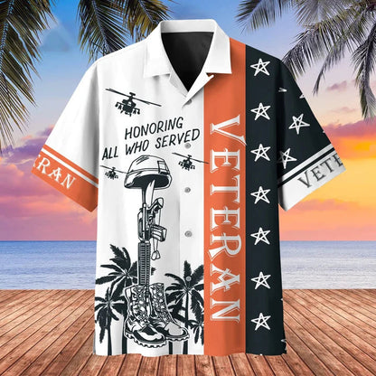 Premium U.S Multiple Service Veteran Hawaii Shirt, Veteran hawaiian shirt, Summer gift for veteran, hawaiian shirt for Men HO1196