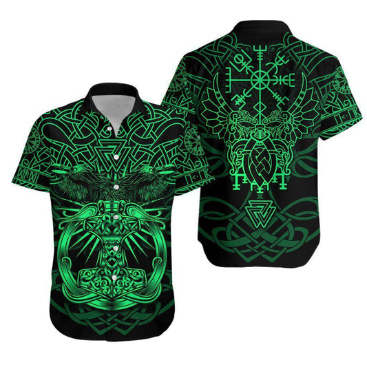 Viking Mjolnir Hawaiian Shirt- Short Sleeve Hawaiian Shirt - Viking Gifts For Him HO3538