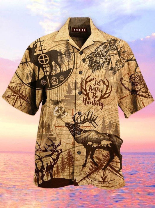 Vintage Style Hunting Deer Pattern Hawaiian Shirt HO2027