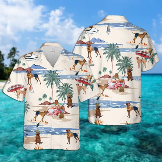 Vizsla Summer Beach Hawaiian Shirt, dog beach Short Sleeve Hawaiian Shirt HO1375