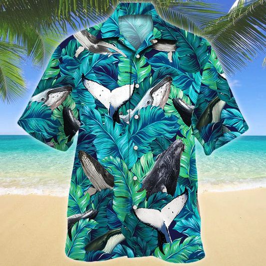 Whale Lovers Gift Hawaiian Shirt, Whale aloha shirt, Summer Short Sleeve Hawaiian Aloha Shirt for men, Women HO2634