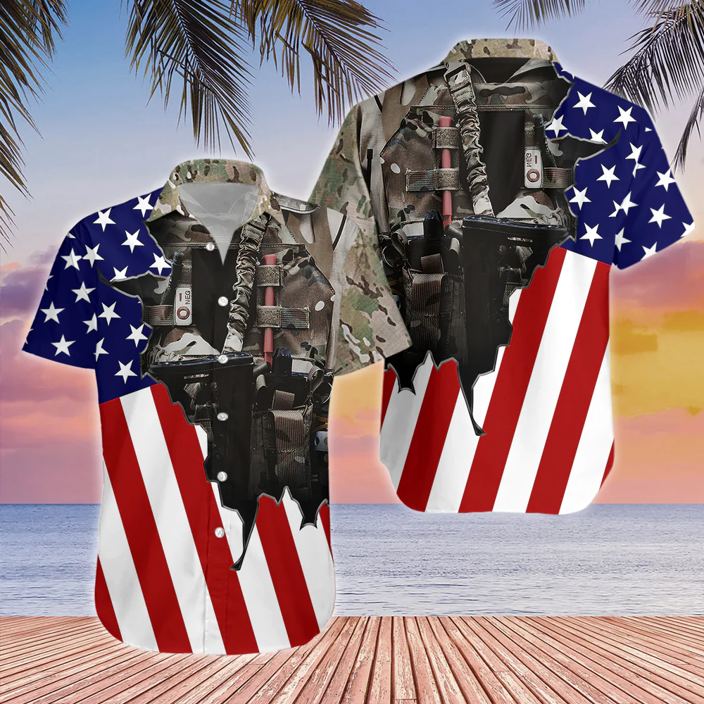 Us Army Uniform American Flag Patriotic Hawaiian Shirt HO0551