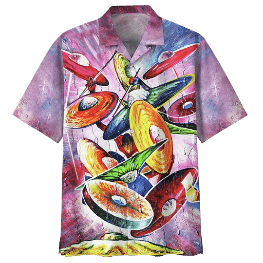 Watercolor Drum Background Design Hawaiian Shirt HO2098