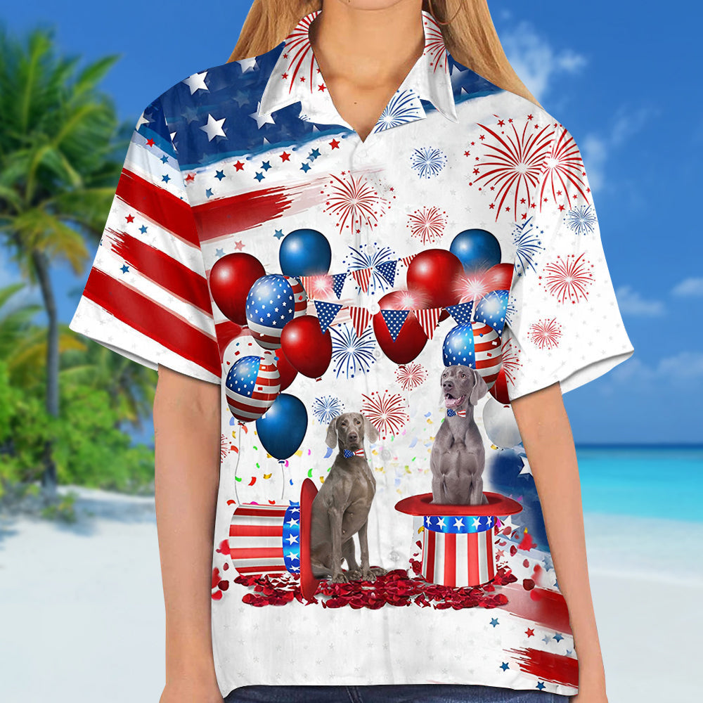 Weimaraner03 Independence Day Hawaiian Shirt, Dog Hawaii Beach Shirt Short Sleeve For 4Th Of July HO3931