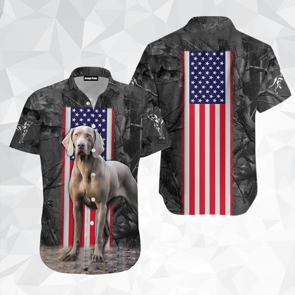 Weimaraner Camo Flag Dog Aloha Hawaiian Shirts For Men & For Women HO2397