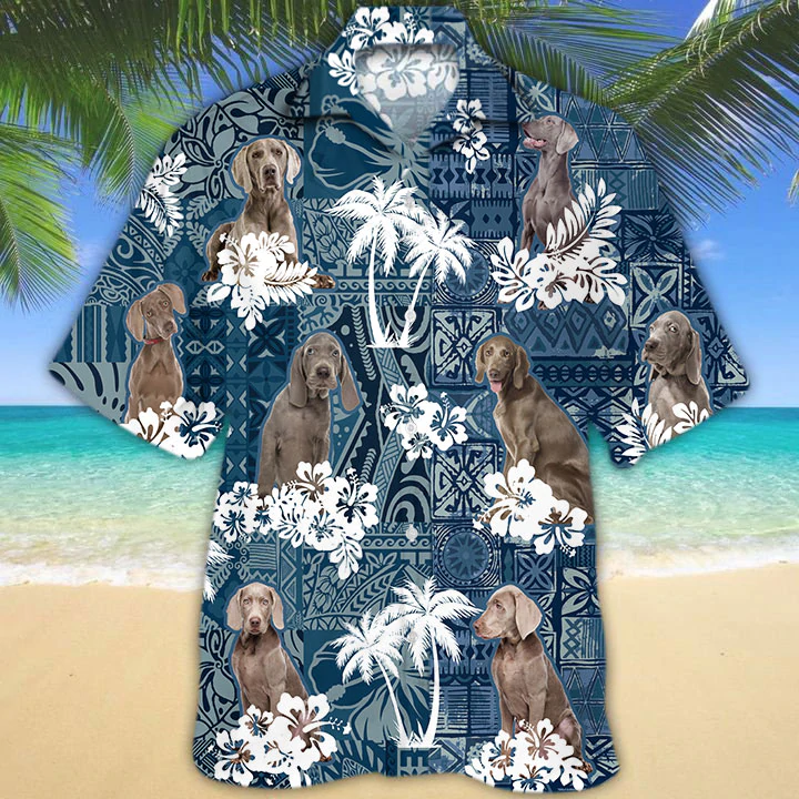 Weimaraner Hawaiian Shirt, Flowers Aloha Shirt For Dog Lovers, Men's Hawaiian shirt, Women's Hawaiian shirt HO2660