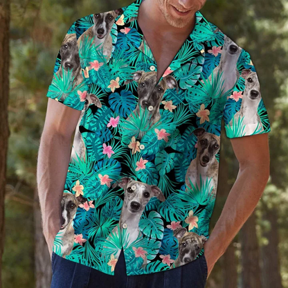 Whippet Tropical Palm Tree Leaves Summer Vacation Aloha Hawaiian Shirt HO1919