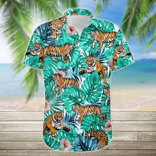 Wild Tiger Tropical Jungle Design Hawaiian Shirt HO2149