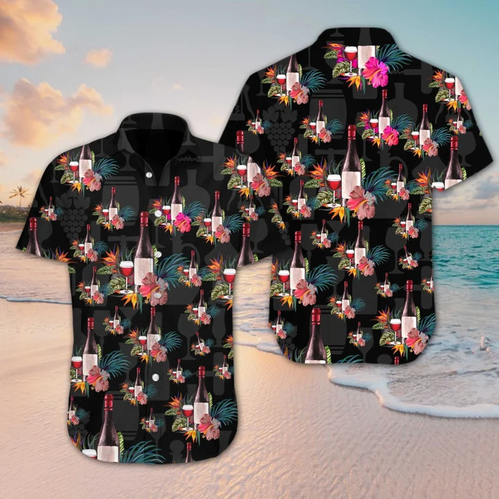 Wine Flower At Dark Night Hawaiian Shirt, hawaiian shirt for men HO1804