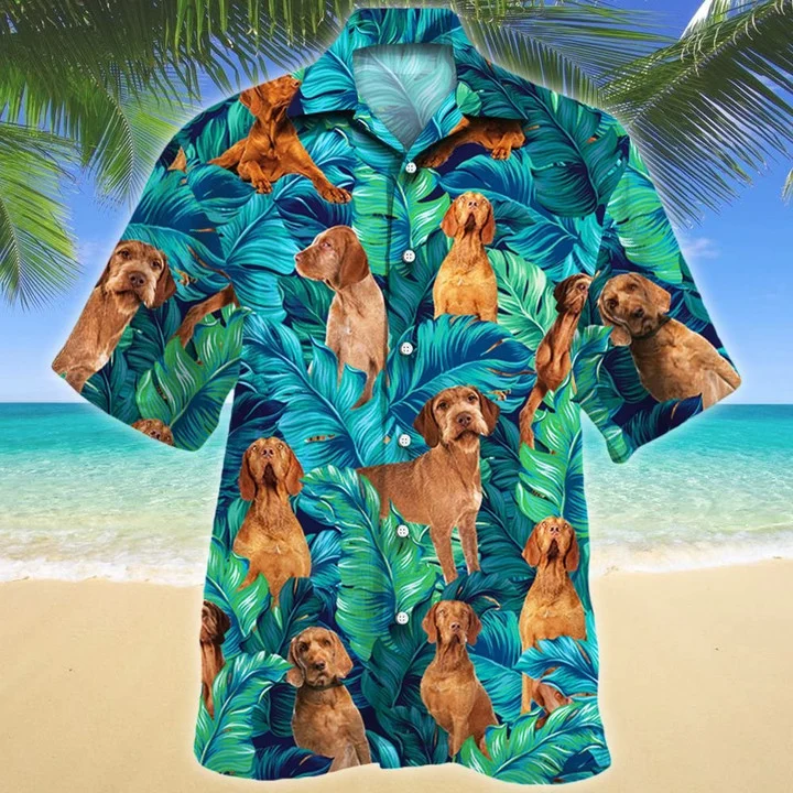 Wirehaired Vizsla Dog Lovers Gift Summer Beach Palm Tree Pattern Hawaiian Shirt HO1609