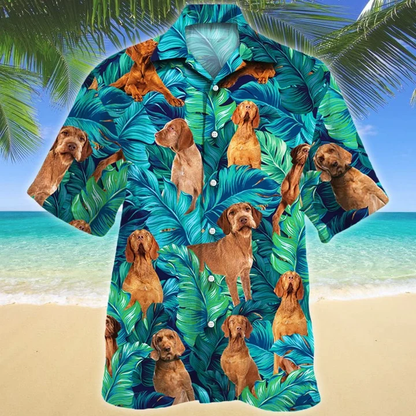 Wirehaired Vizsla Dog Lovers Gift Summer Beach Palm Tree Pattern Hawaiian Shirt HO1609