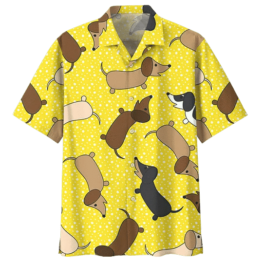 Yellow Dachshund Watercolor Hawaiian Shirt HO2074