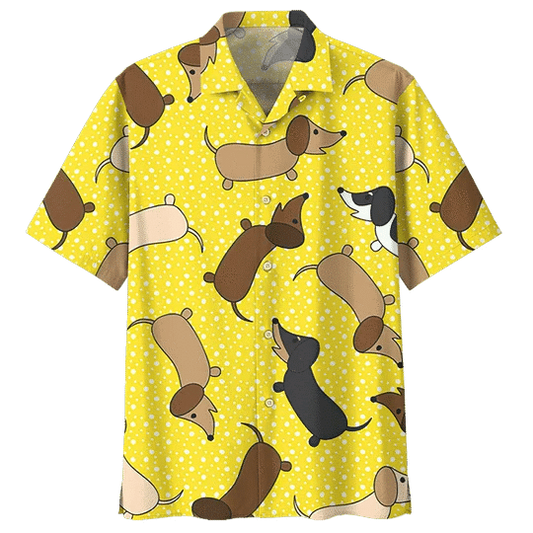 Yellow Dachshund Watercolor Hawaiian Shirt HO2074