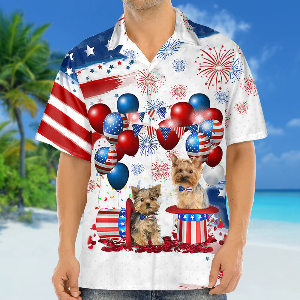 Yorkshire Terrier Independence Day Hawaiian Shirt, Dog Hawaii Beach Shirt Short Sleeve For 4Th Of July HO3936