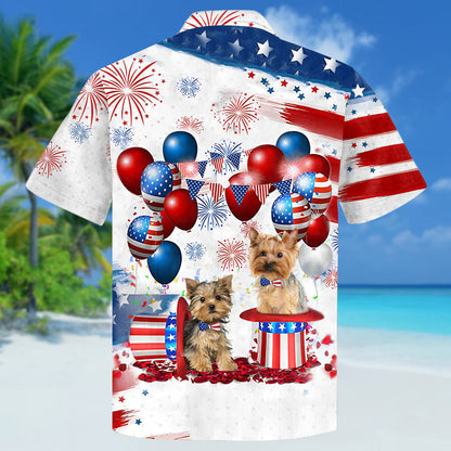 Yorkshire Terrier Independence Day Hawaiian Shirt, Dog Hawaii Beach Shirt Short Sleeve For 4Th Of July HO3936