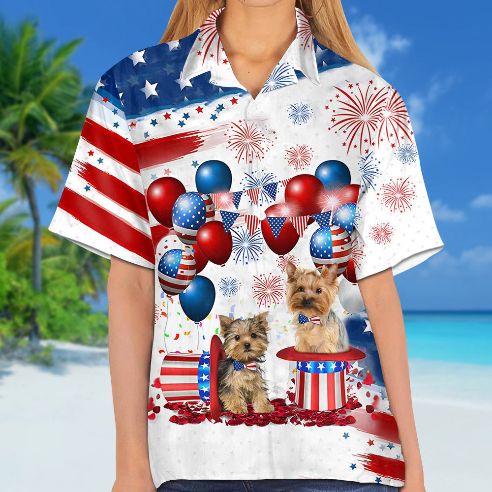 Yorkshire Terrier Independence Day Hawaiian Shirt, Dog Hawaii Beach Shirt Short Sleeve For 4Th Of July HO3936