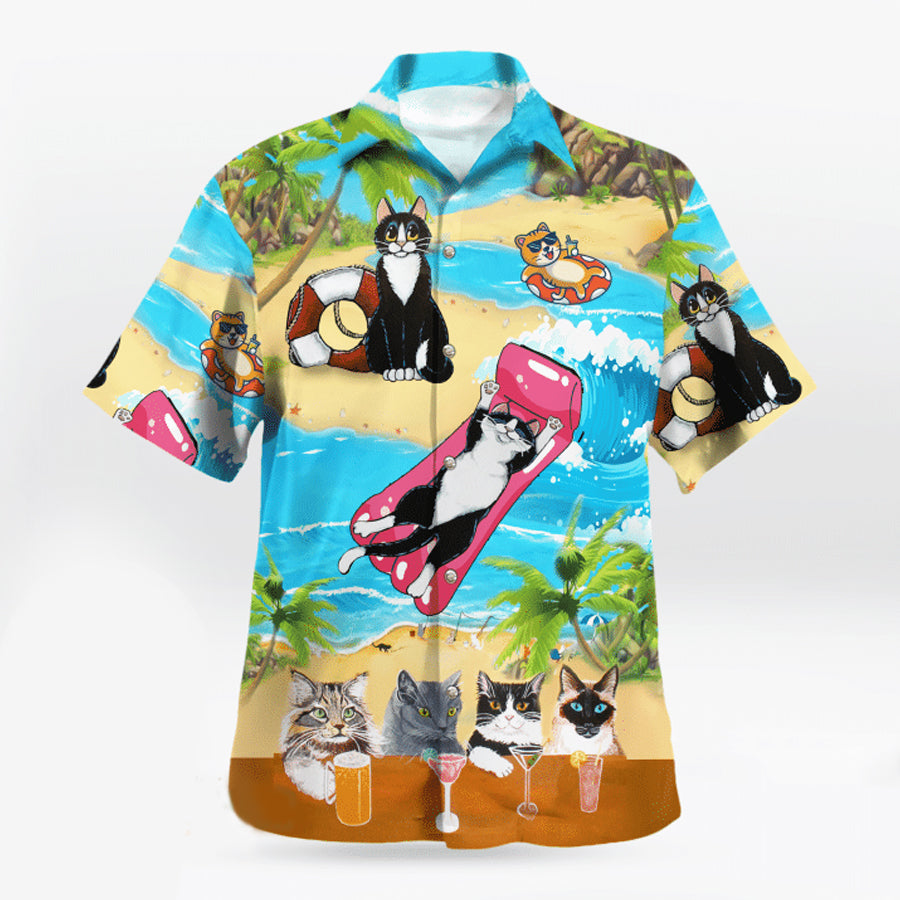 Cat Hawaiian Shirts, Cat Vintage Beach Shirt, Gift For Him HO2095