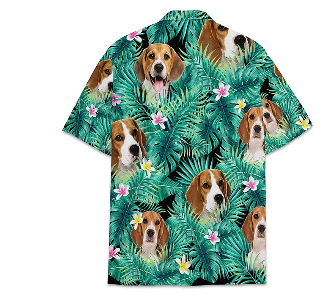 Dog Beagle Pattern Short Tall Hawaiian Shirt, Button Up Aloha Shirt For Men, Women HO0836