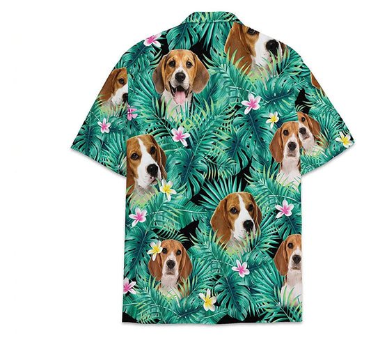 Dog Beagle Pattern Short Tall Hawaiian Shirt, Button Up Aloha Shirt For Men, Women HO0836