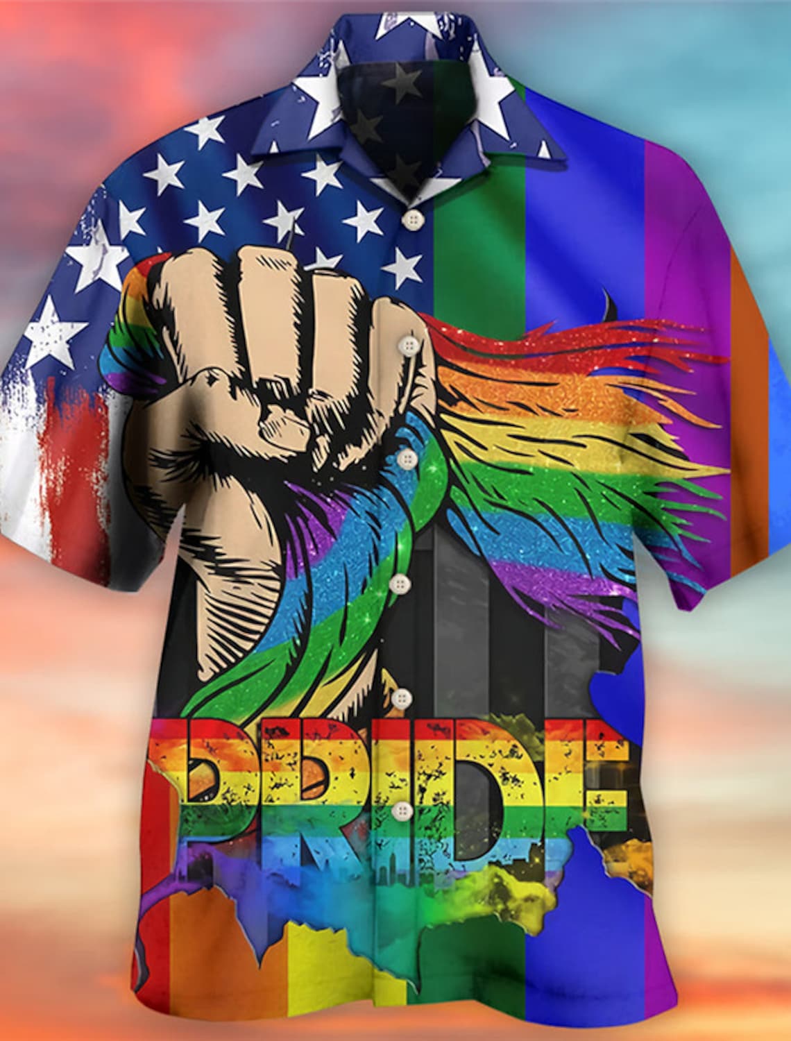 Pride 2023 American flag Men's Shirt, LGBT Hawaiian Shirt, Summer Shirt HO2914