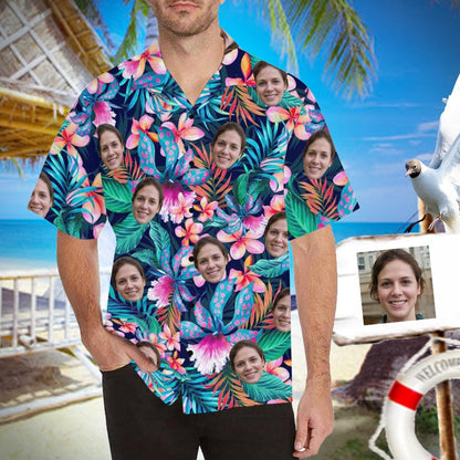 Custom Face Hawaiian Shirt for Boyfriend/Husband Personalized Hawaiian Shirt Photo Tropical Aloha Shirt Birthday Vacation Party Gift HO4349