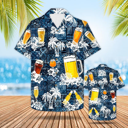 Beer Hawaiian Shirt Style Blue Drinking Shirt Beer Lover Gift, Summer Hawaiian Shirts HO4918