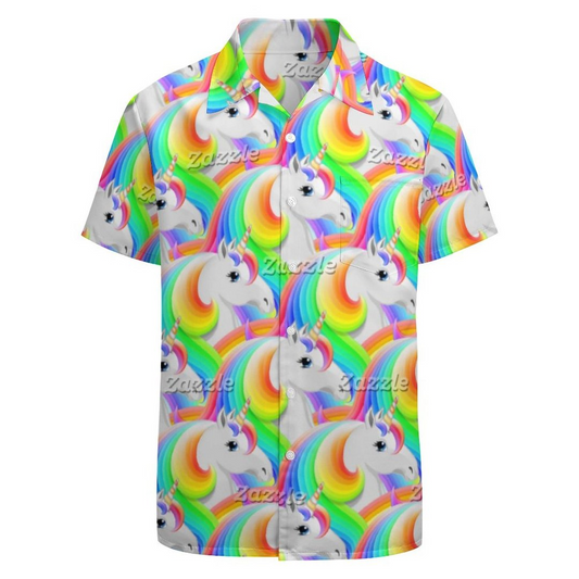 Rainbow Lgbt Princess Unicorn Hawaiian Vintage Shirt Mens Button Down Plus Size Tropical Hawaii Beach Shirts HO4577