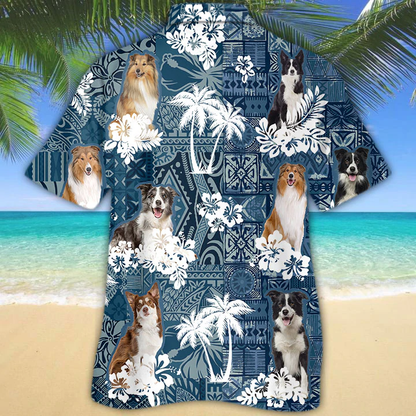 Personalized Dog Aloha Shirt, Collie Hawaiian Shirt, Flowers Aloha Shirt For Dog Lovers HO2699