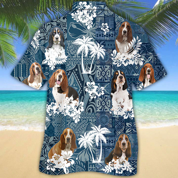 Basset Hound Hawaiian Shirt, Dog Hawaiian Shirt Men women, Short Sleeve Hawaiian Aloha Shirt HO2419