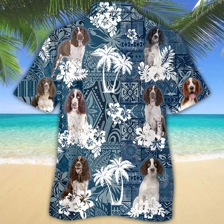 English Springer Spaniel Hawaiian Shirt, Flower dog Short Sleeve Hawaiian Aloha Shirt, hawaiian shirt for men, women HO2692