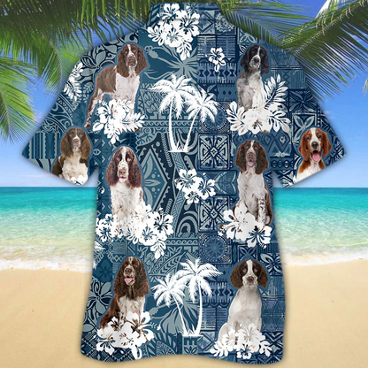 English Springer Spaniel Hawaiian Shirt, Flower dog Short Sleeve Hawaiian Aloha Shirt, hawaiian shirt for men, women HO2692