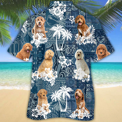 Goldendoodle Hawaiian Shirt, Goldendoodle aloha shirt, Flower dog Short Sleeve Hawaiian Aloha Shirt HO2686