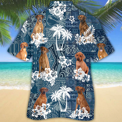 Rhodesian Ridgeback Hawaiian Shirt, Floral Dog Short Sleeve Hawaiian Aloha Shirt, mens hawaiian shirt, Summer aloha shirt HO2670